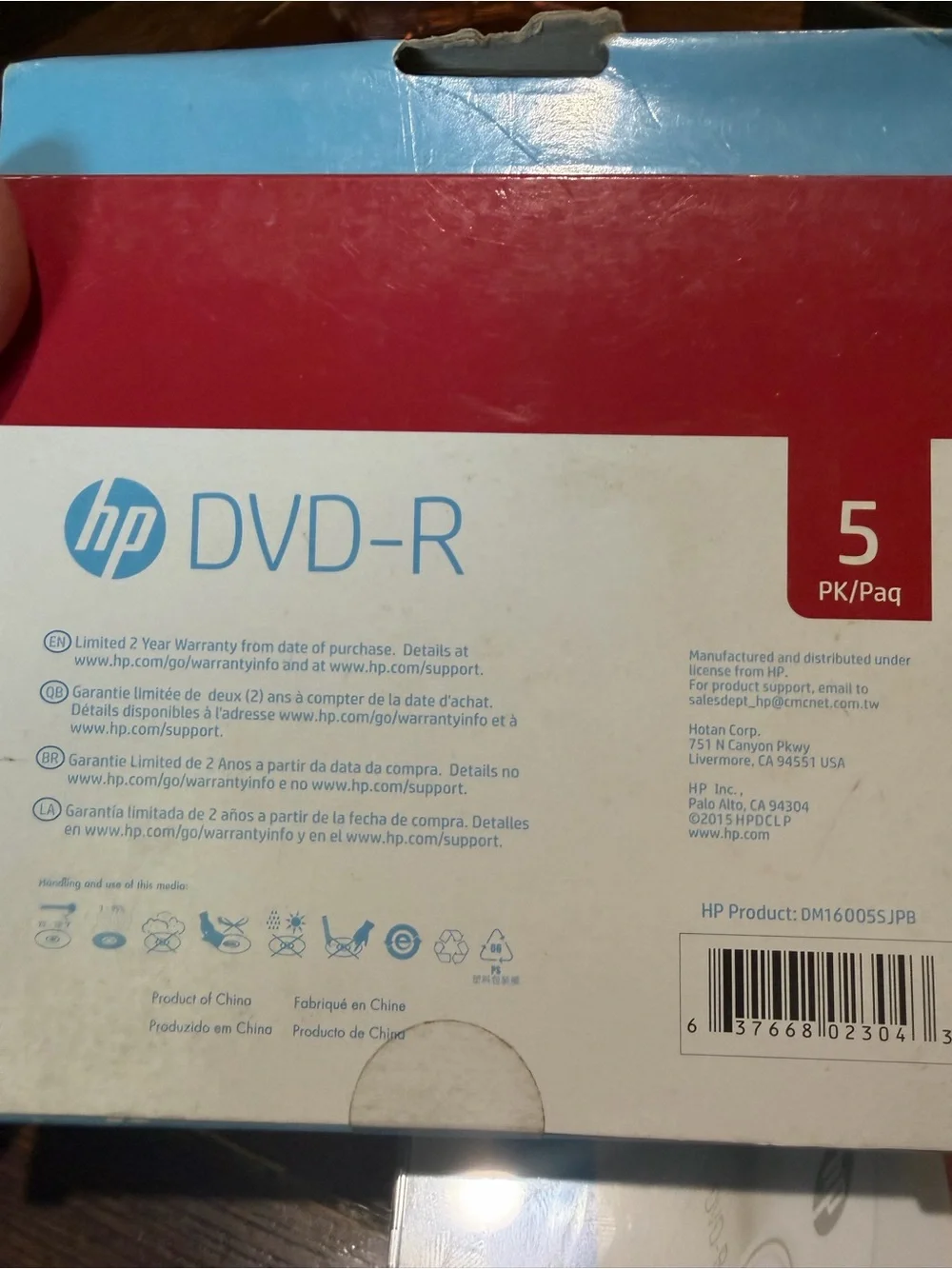 HP DVD-R 16x Recordable Discs - Red, White & Blue Packaging